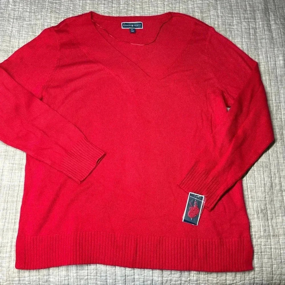 Red cross neck sweater top - Picture 1 of 5